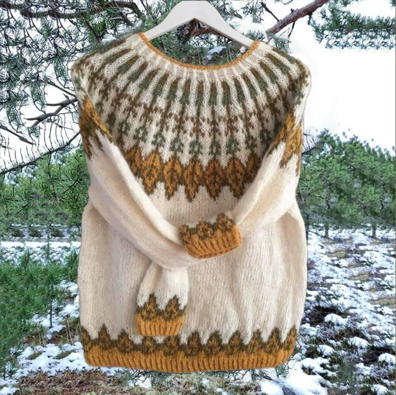 Emma – Varm nordisk sweater i jordfarver